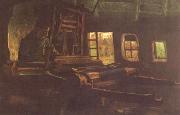 Vincent Van Gogh Weaver,Interior with Three Small Windows (nn04) oil on canvas